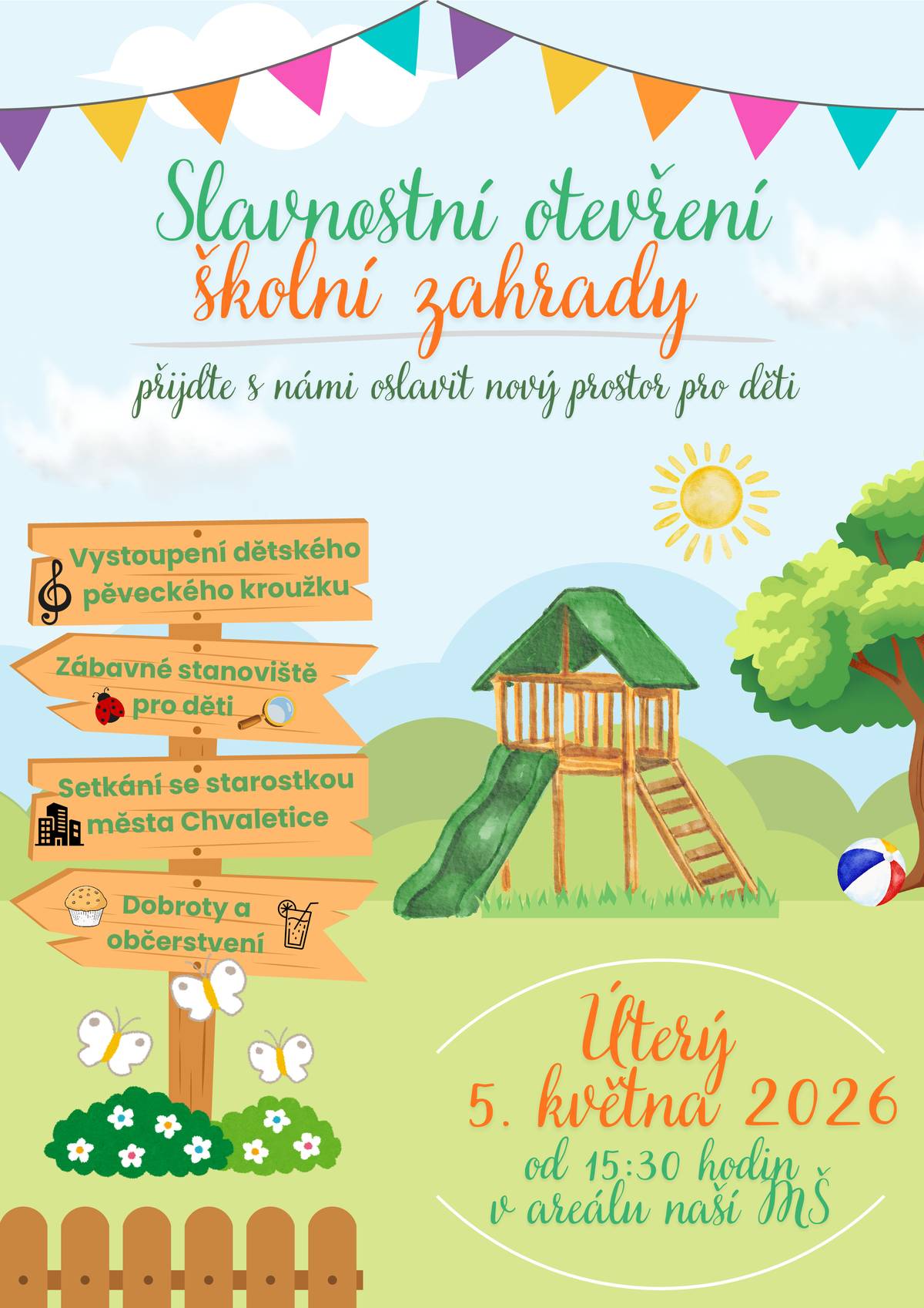 MŠ Chvaletice - Den otevřených dveří v úterý 5.5.2026 od 15:30 hodin.