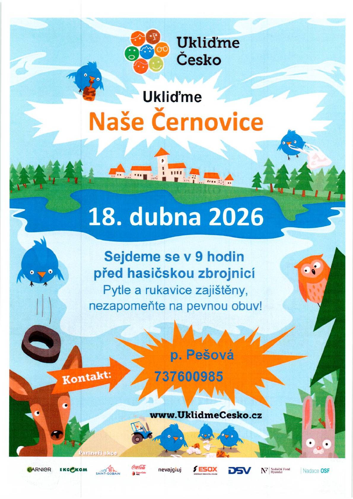 Ukliďme naše Černovice  18.4.2026  Sraz v 9 hodin u hasičské zbrojnice.