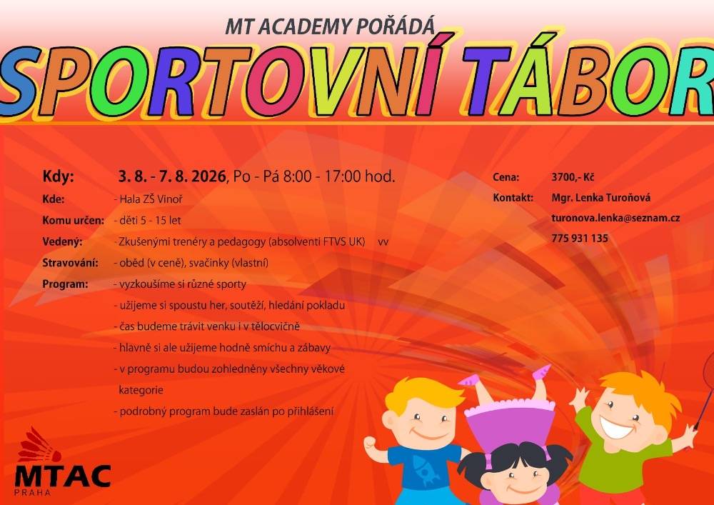 3. 8. - 7. 8. 2026, hala ZŠ Vinoř