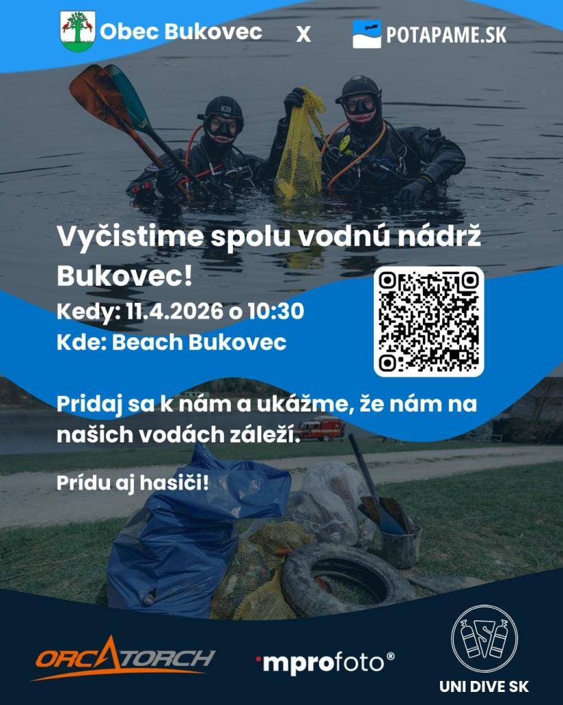 Občianske združenie POTAPAME.SK  v spolupráci s Obcou Bukovec uskutoční   1. Ročník čistých pláži Bukovca