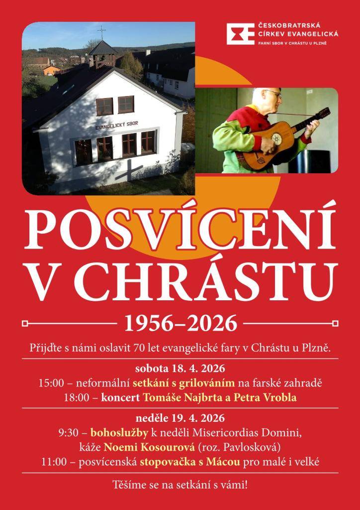Přijďte oslavit 70.let evangelické fary v Chrástu.