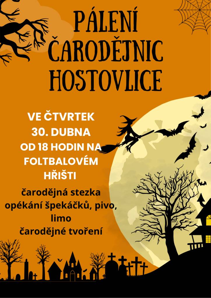 Čarodějná stezka, čarodějné tvoření, opékání špekáčků, pivo, limo