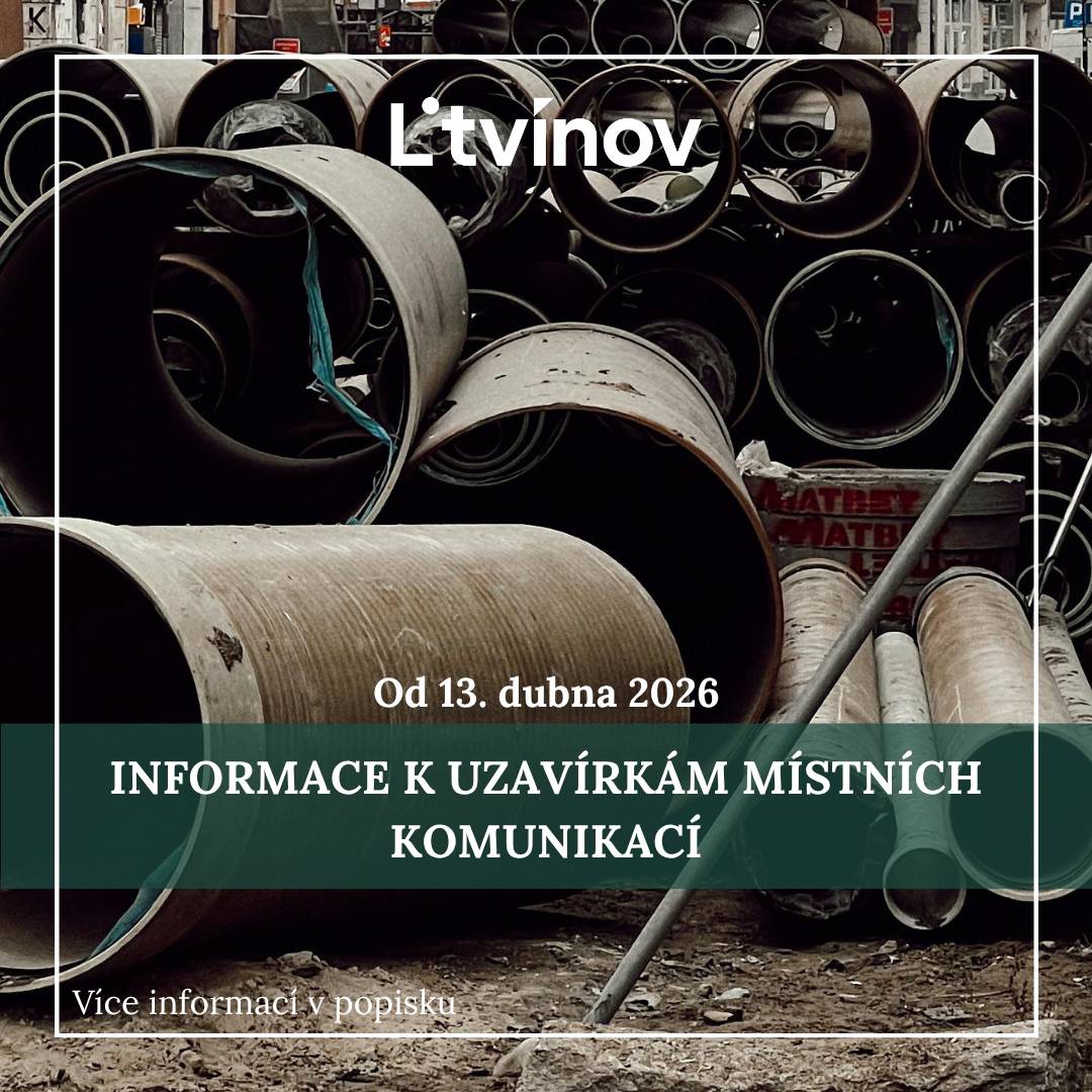 🔧 Rekonstrukce plynovodu a realizace plynových přípojek (akce „Reko MS Litvínov – Mostecká +1“) 📅 Termín: 13. 4.–21. 6. 2026  Dojde k částečné uzavírce těchto komunikací a chodníků:  ul. Mostecká (v době souběhu s rekonstrukcí tramvajové trati, kdy v této souvislosti bude uzavřena ulice Mostecká) ul. U Zámeckého parku (po dokončení rekonstrukce vody a kanalizace)  chodníky v ul. Mostecká a 9. května   Situaci naleznete na úřední desce města Litvínova: https://www.mulitvinov.cz/assets/File.ashx?id_org=8604&id_dokumenty=488052     🌐 Dokončení výstavby optické sítě (etapy 7, 9 a 11) 📅 Termín: 13.–24. 4. 2026  Dojde k následujícím dopravním omezením:  částečná uzavírka v křižovatce silnice č. III/0138 Podkrušnohorská a ulic Sukova, Vrchlického a V Březinkách  částečná uzavírka parkoviště u čp. 1719 Podkrušnohorská  úplná uzavírka části ul. Jedličkova u čp. 1162 (komunikace bude dočasně zobousměrněna)  uzavírka chodníků Podkrušnohorská–Mánesova u čp. 1621 a v ul. Vrchlického (průjezd mezi čp. 1103 a 1104)   Více informací naleznete na úřední desce města Litvínova: https://www.mulitvinov.cz/oop%2Dschvaleni%2Dprechodne%2Dupravy%2Dprovozu%2Dvystavba%2Dopticke%2Dsite%2Dhorni%2Dlitvinov%2Detapa%2D7%2D9%2Da%2D11/d-488046   🚧 Prosíme všechny řidiče i chodce o zvýšenou opatrnost a respektování přechodného dopravního značení.   Děkujeme za pochopení a trpělivost.