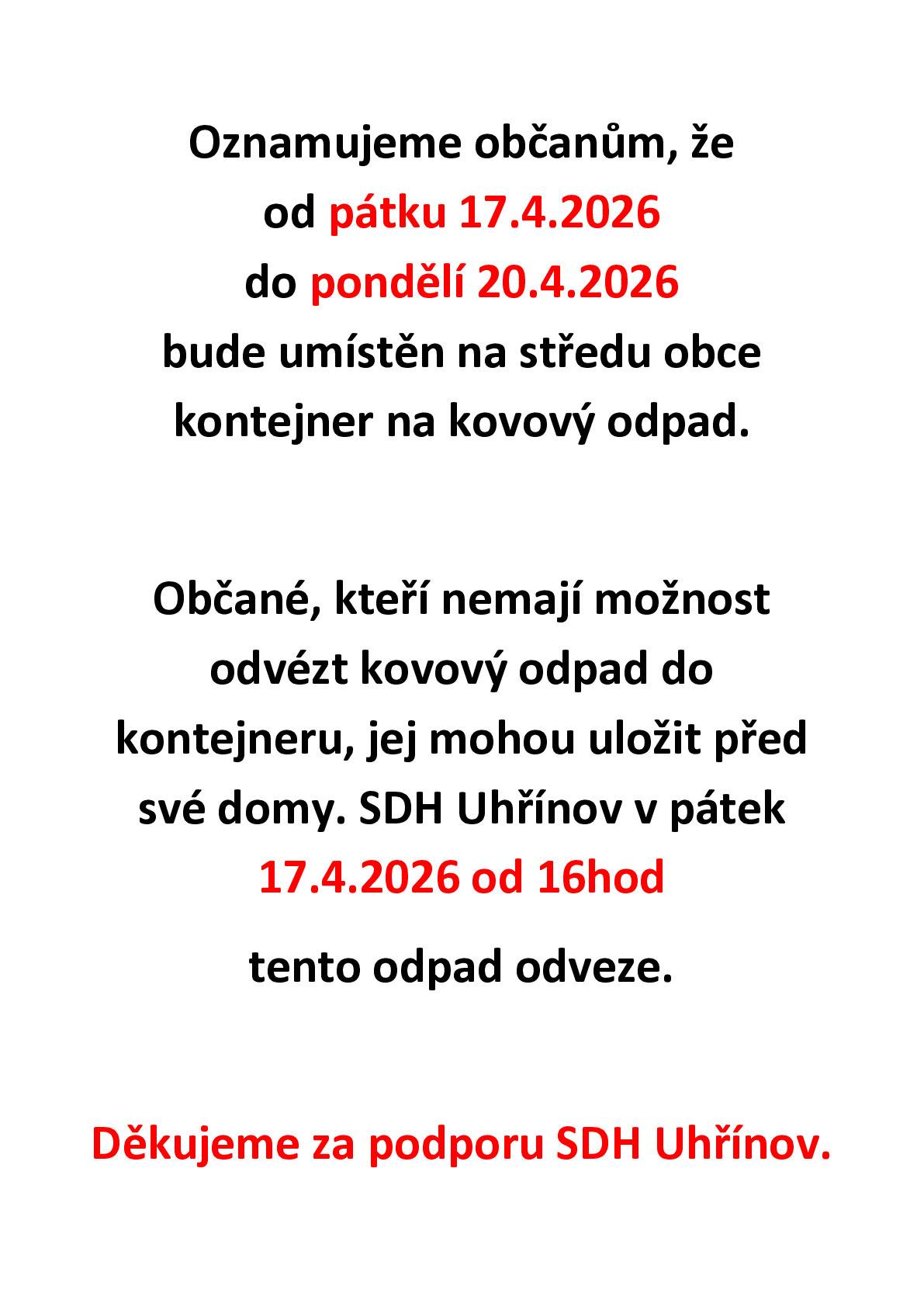 pátek 17.4.2026 - pondělí 20.4.2026