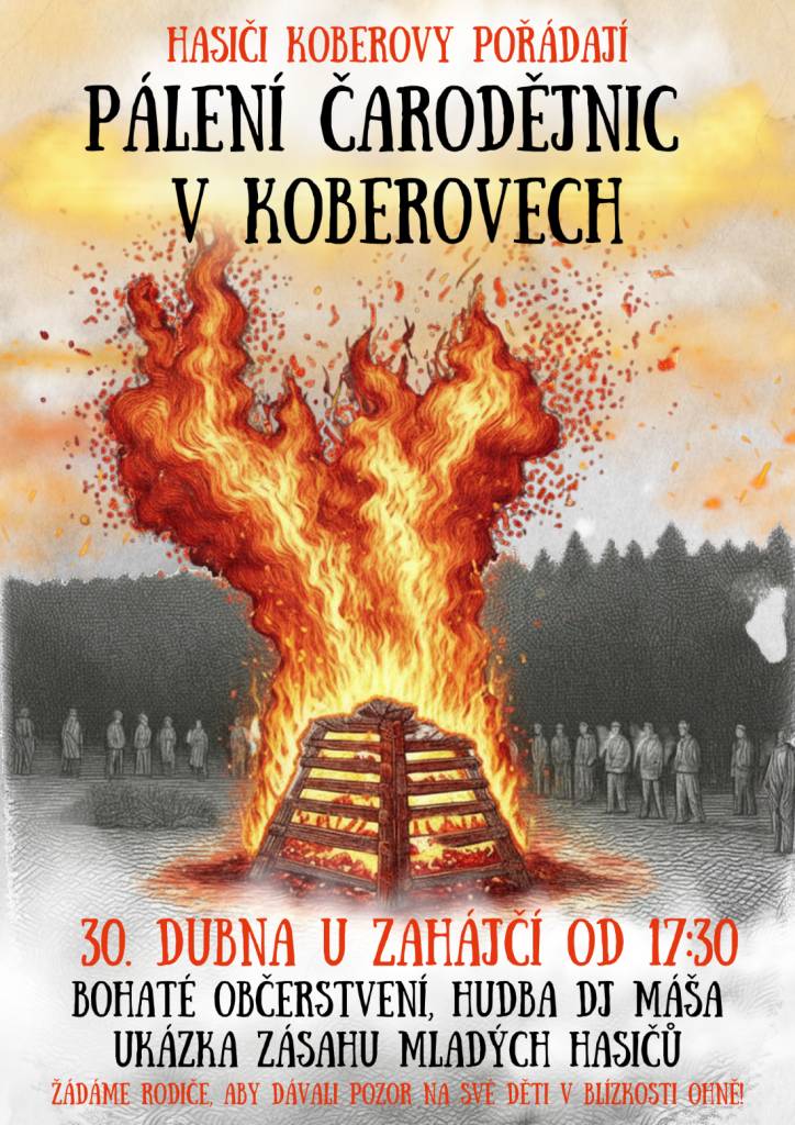 Pálení čarodějnic se  uskuteční 30. dubna 2026 od 17.30 hodin. Součástí programu bude nejen bohaté občerstvení, ale i  ukázka dovedností mladých hasičů, kteří předvedou své umění a odvahu. Zveme všechny, aby se k nám připojili a užili si společně tento tradiční svátek.