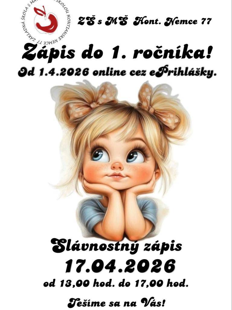 17.04.2026 od 13:00 do 17:00 hod  ZŠ Hontianske Nemce 77