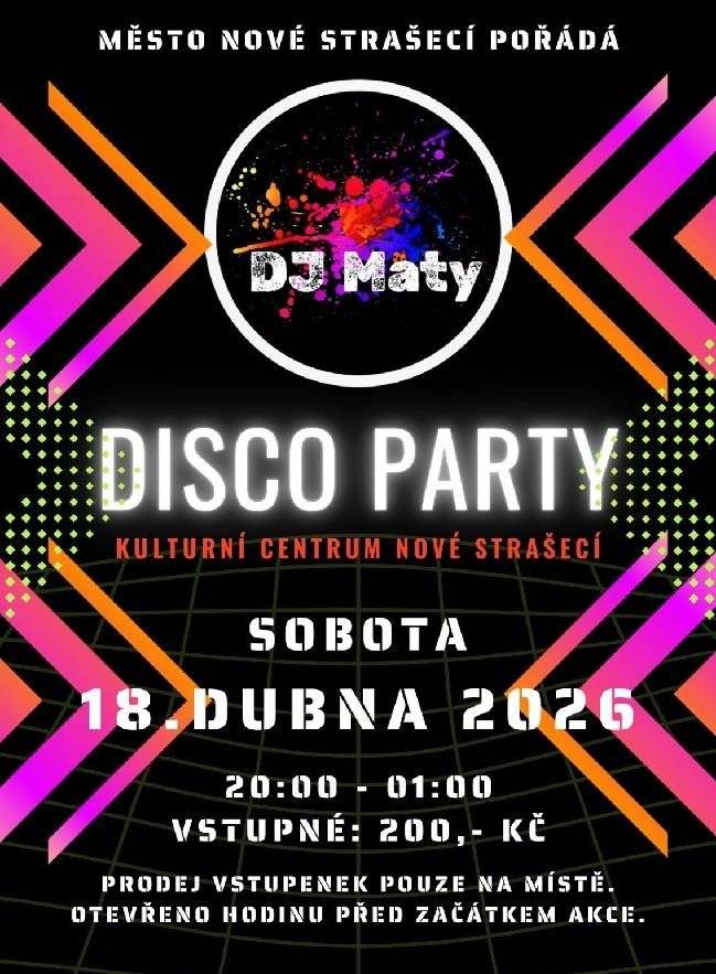 OPRAVA  Zveme vás na sobotní diskotéku, která se koná v Novostrašeckém kulturním centru od 20 hodin. Vstupné 200 Kč.