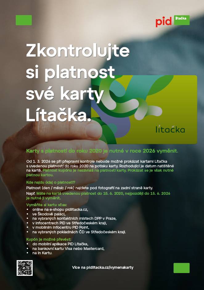Zkontrolujte si platnost své karty Lítačka