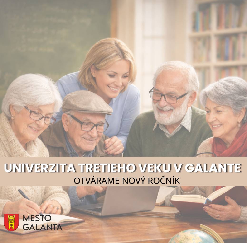 Mesto Galanta opäť otvára dvojročné štúdium Univerzity tretieho veku. Zapojením sa do tohto špeciálneho projektu umožňujeme obyvateľom starším ako 50 rokov vzdelávať sa priamo v našom meste.