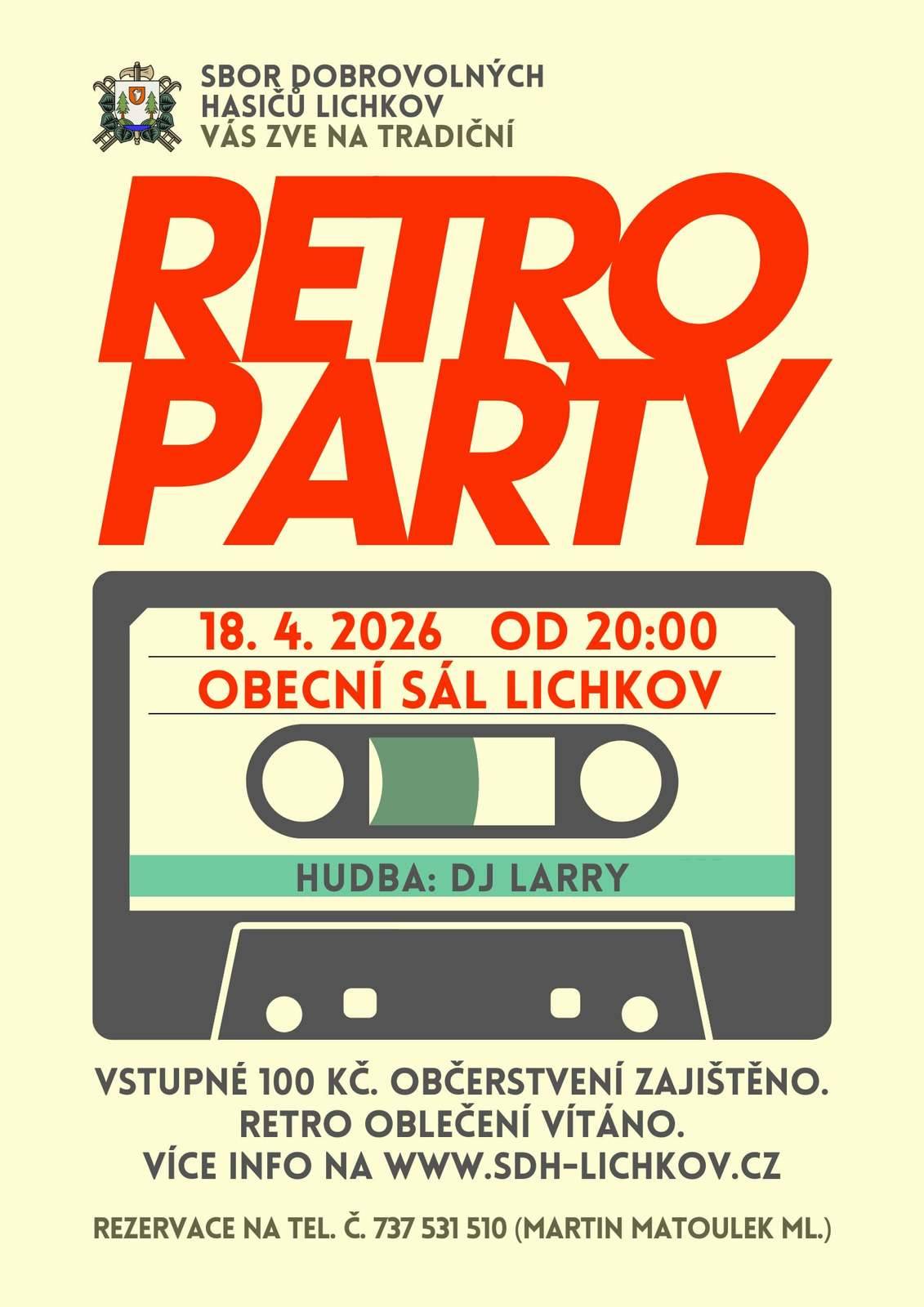 Srdečně zveme na retro zábavu, kde se vrátíme zpátky v čase! Čeká vás večer plný starých dobrých vypalovaček a skvělé atmosféry. Oblékneme se do stylového oblečení, takže neváhejte vytáhnout kousky z minulých let. Přijďte si užít zábavu, tanec a pořádnou dávku nostalgie. Těší se pořadatelé.