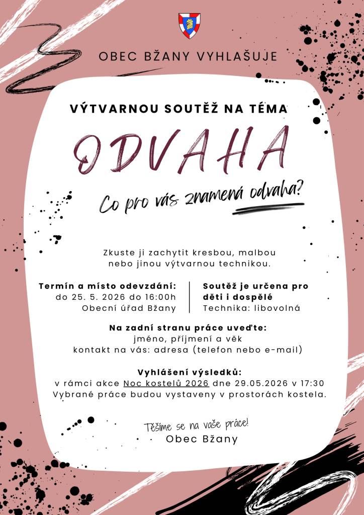 Soutěž je určena pro všechny, kteří chtějí zachytit svou kreativitu kresbou, malbou nebo jinou výtvarnou technikou. Práce je nutné odevzdávat do 25. 5. 2026 do 16:00, přičemž na zadní straně je nutné uvést své jméno, příjmení a věk, stejně jako kontaktní údaje.