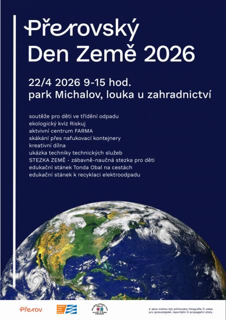 Park Michalov ožije ve středu 22. dubna oslavami Dne Země. Od 9 do 15 hodin budou na louce v Bezručově ulici připravena tematická stanoviště s ekologickými hrami, kreativními dílnami, soutěžemi a aktivitami pro děti i dospělé. Návštěvníci se mohou těšit například na malování na kamínky, zdobení květináčků, farmářskou dětskou zónu, pohybové atrakce nebo Stezku Země s úkoly zaměřenými na ochranu přírody. Na Stezku Země je nutné se předem přihlásit. Součástí programu bude i prohlídka vozového parku Technických služeb města Přerova a samostatné akce připraví ornitologická stanice ORNIS Muzea Komenského a Střední škola zemědělská Přerov. Ty nabídnou ukázky kroužkování ptáků, setkání se zvířaty i interaktivní stanoviště věnovaná světu hmyzu. Oslavy pořádá město Přerov společně s partnerskými organizacemi. Program je zdarma a určen široké veřejnosti.