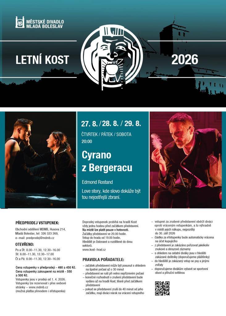 Vezměte rodinu, drahé polovičky nebo celou partu a pojďte za kulturou. Přijďte si užít letní večer, trochu se zasmát nebo dojmout v kulisách, které jinde nenajdete. Naše blízké památky, Sychrov a Kost, letos zase ožijí divadlem.