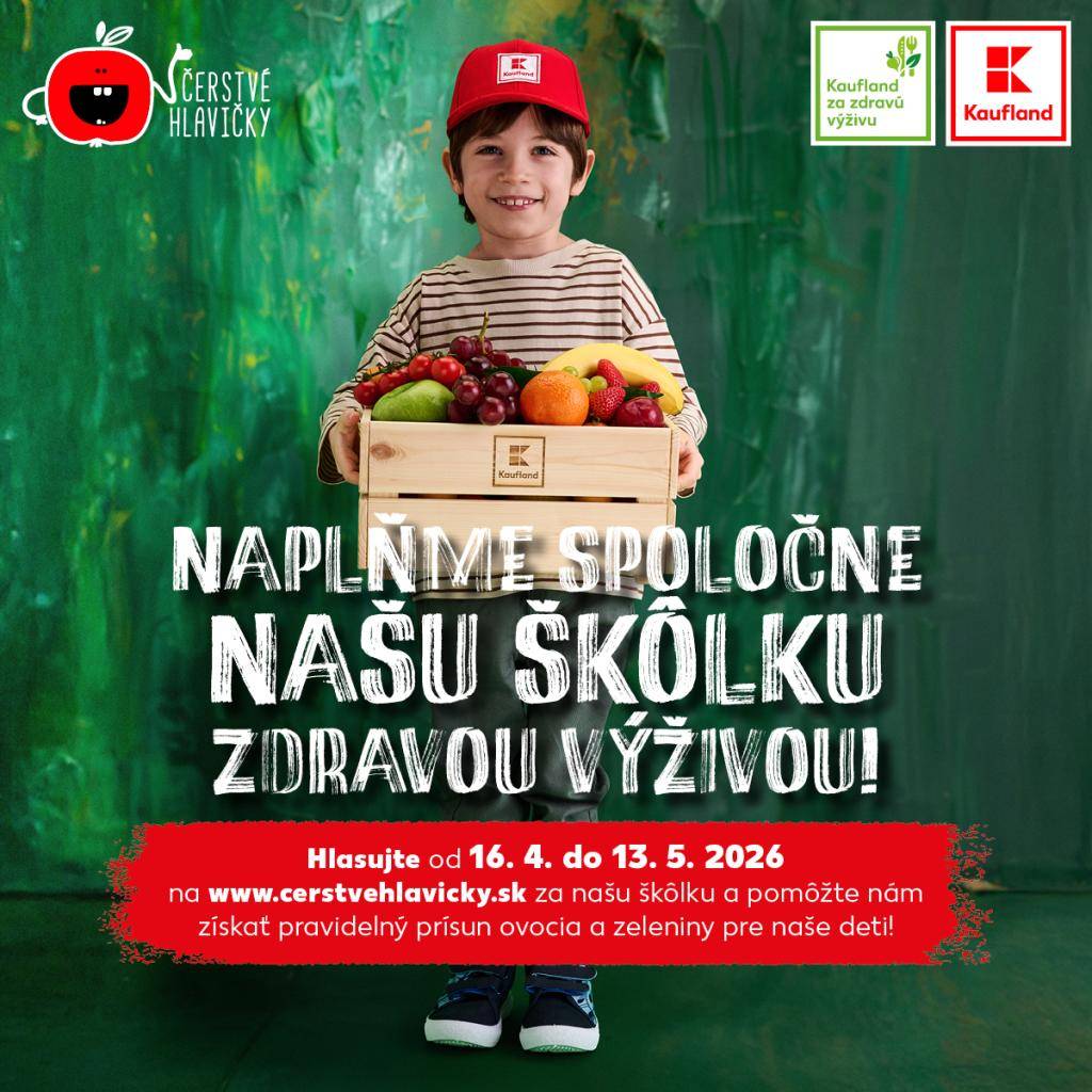 Naša škôlka bola úspešne zaregistrovaná do 8. ročníka projektu Čerstvé hlavičky, ktorú organizuje spoločnosť Kaufland.