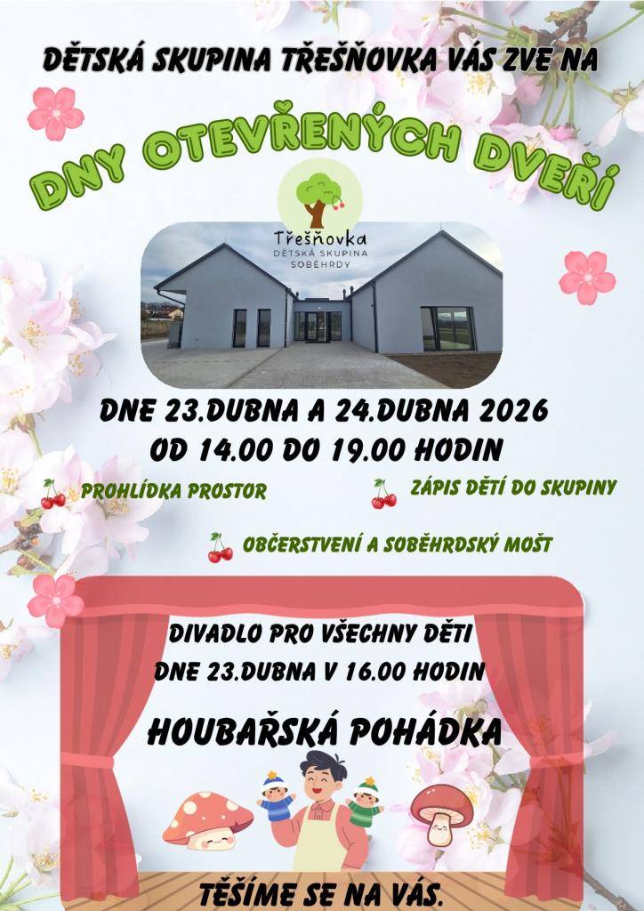 čtvrtek 23.4.2026 a pátek 24. dubna 2026 vždy od 14 do 19 hodi