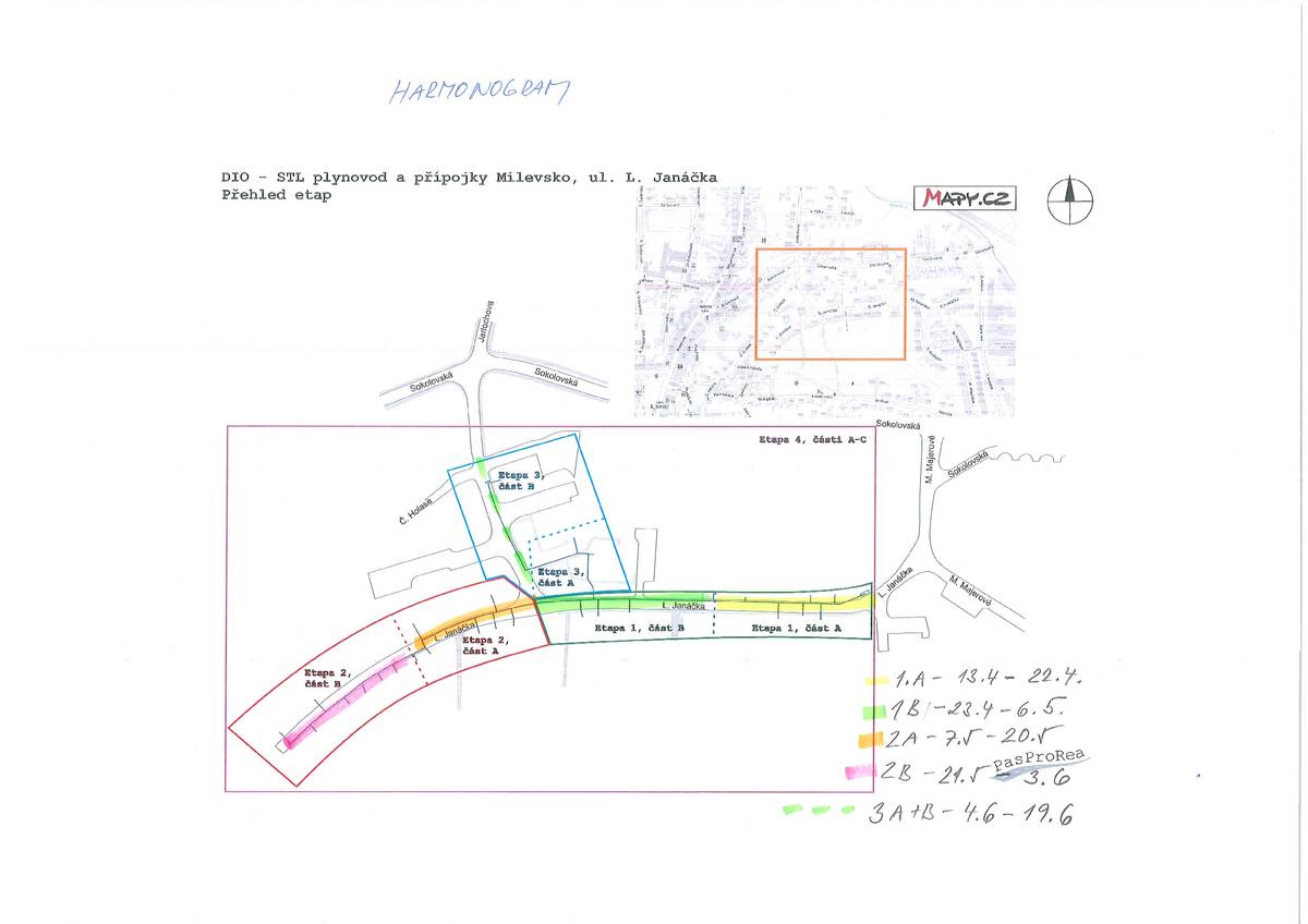 Vážení občané, v ulici L. Janáčka aktuálně probíhá rekonstrukce STL plynovodu. V souvislosti s touto stavbou bude docházet k postupným uzavírkám komunikace a omezení dopravy. Žádáme občany o zvýšenou opatrnost při pohybu v dotčené lokalitě a respektování dočasného dopravního značení. Zhotovitel bude v předstihu informovat obyvatele dotčených nemovitostí o zahájení výkopových prací před jejich domy. Děkujeme za pochopení.
