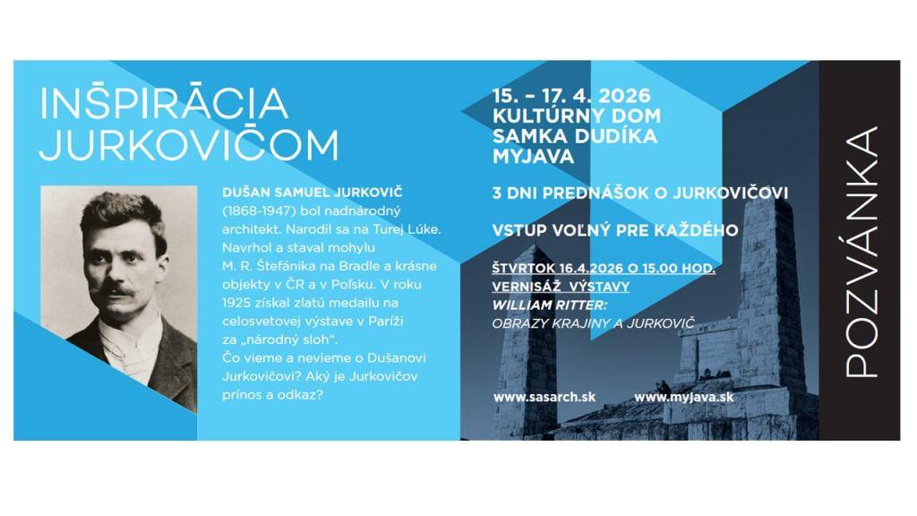 Do workshopu konaného 15. - 17. 4 2026 v Myjave je zapojené aj naše Múzeum D. S. Jurkoviča - prednáškou Jurkovičove diela v Brezovej pod Bradlom, sprevádzaním účastníkov workshopu na Mohyle M. R. Štefánika na Bradle a krátkym filmom Dušan Samuel Mohyla generála Štefánika na Bradle.