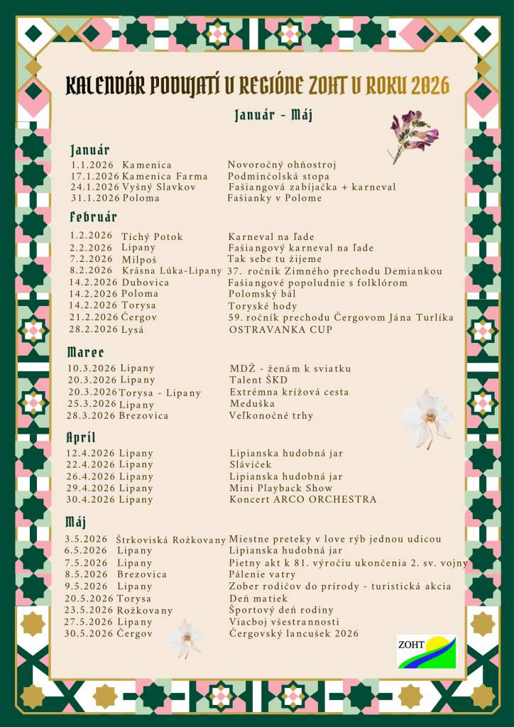 Kalendár podujatí v regióne ZOHZ v roku 2026