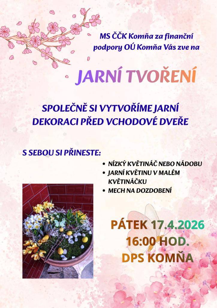 v pátek 17.4. 2026 od 16:00 hod. na DPS