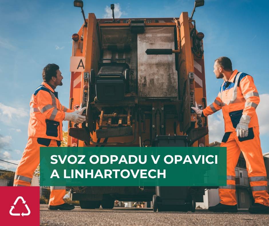 V souvislosti s opravou komunikací v Linhartovech a Opavici (duben–červenec 2026) dojde k omezení svozu odpadů.
