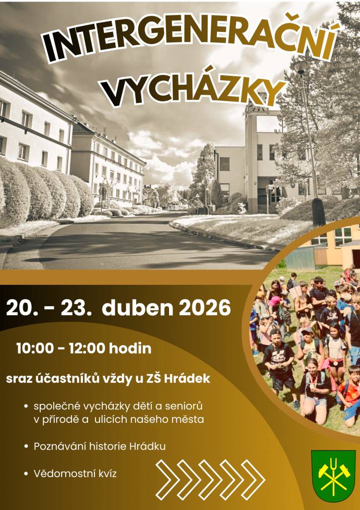 Zveme vás na společné vycházky dětí a seniorů v přírodě a ulicích našeho města...Sraz účastníků vždy u ZŠ Hrádek.