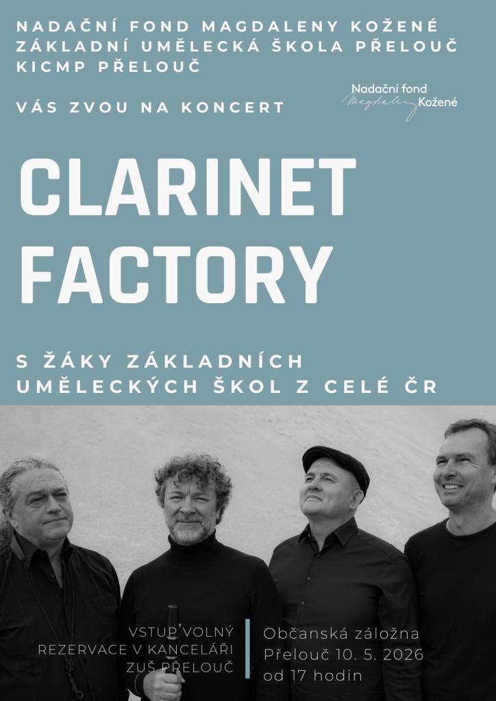 Od 7. do 10. května bude ZUŠ Přelouč ve spolupráci s Nadačním fondem Magdaleny Kožené hostit workshop těchto skvělých muzikantů pro nadané žáky uměleckých škol z celé republiky. Výsledek jejich snažení pak můžete naživo vidět a slyšet v neděli 10. května od 17 hodin v Občanské záložně.