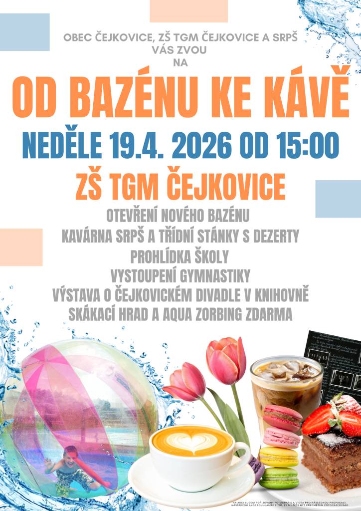 Kdy: NEDĚLE 19.4.2026 od 15:00  Kde: ZŠ TGM ČEJKOVICE