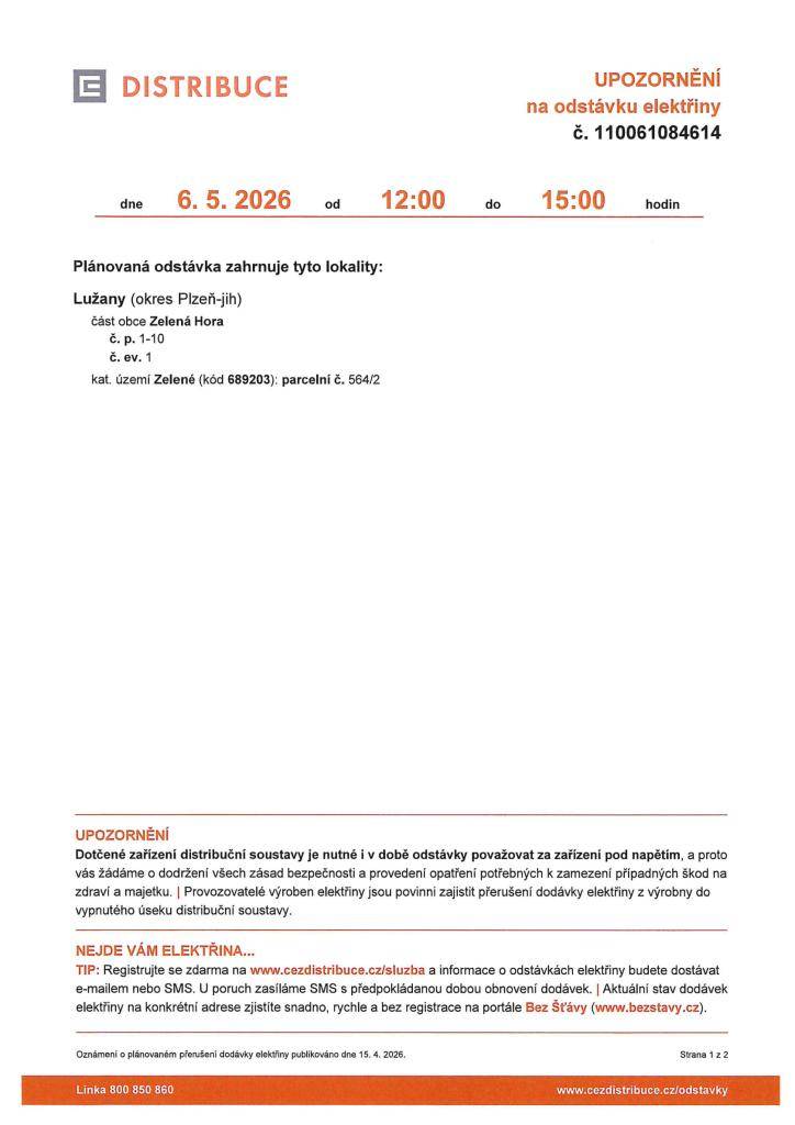 přerušení dodávky EE