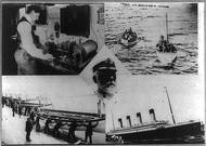 Kompozice 5 fotografií. Uprostřed je vyobrazen kapitán Smith, nalevo nahoře radista přijímající tísňové volání. Kromě toho jsou tu záchranné čluny přepravující přeživší.