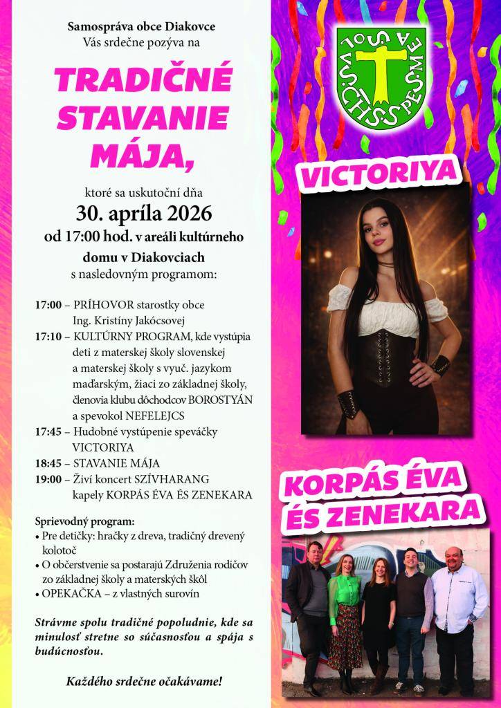 30. 4. 2026, od 17.00 hod.  Miesto: areál kultúrneho domu