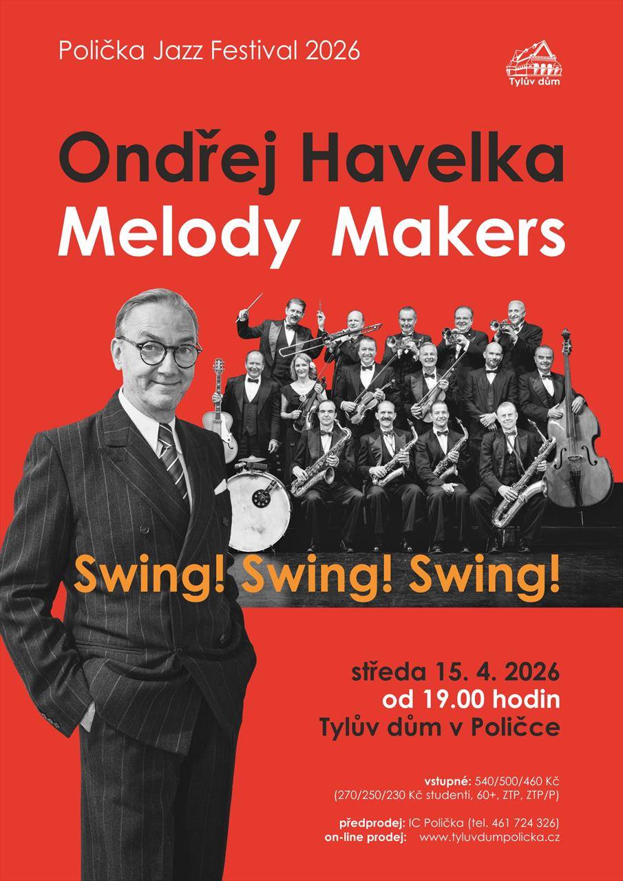 29. ročník Polička Jazz festivalu zahájí 15.4. „Ondřej Havelka & Melody Makers“. Festival bude pokračovat 17.4. koncertem „Yellow Sisters a Aqua Congas“ a 18.4. se představí „Libor Šmoldas Quartet a Jan Hasenöhrl & The Loop Jazz Orchestra“.    (Kultura / Polička JAZZ)