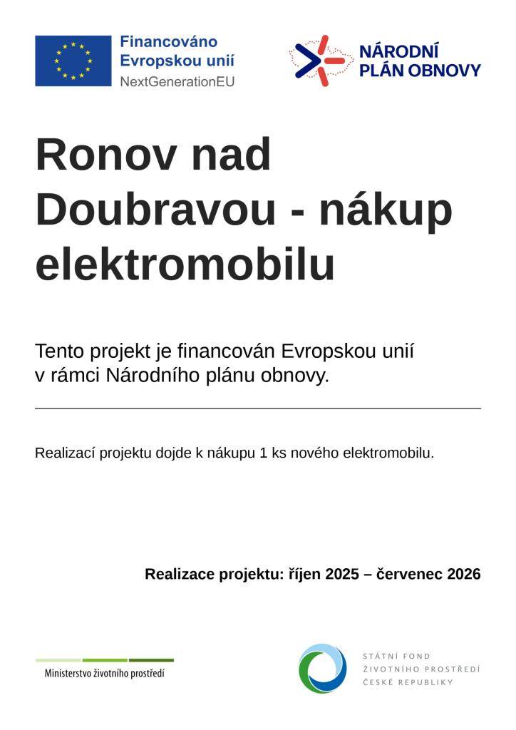Ronov nad Doubravou - nákup elektromobilu
