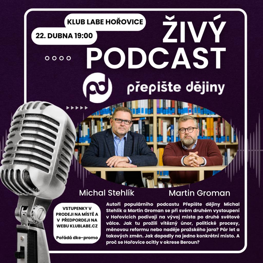 Živý podcast.  Cena vstupenek v předprodeji 290,- Kč.  Michal Stehlík & Martin Groma