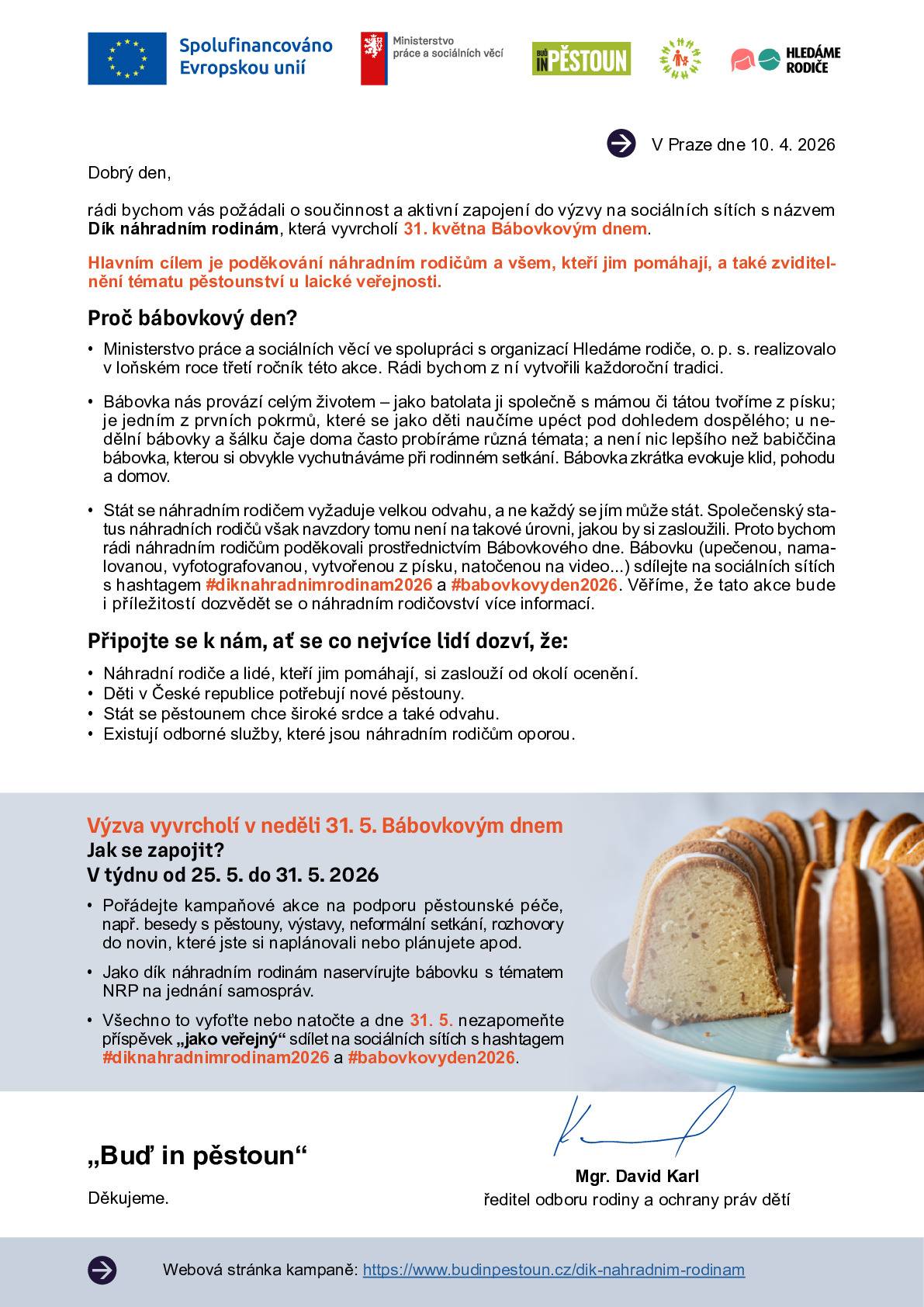 Připojte se do výzvy na sociálních sítích s názvem "Dík náhradním rodinám".