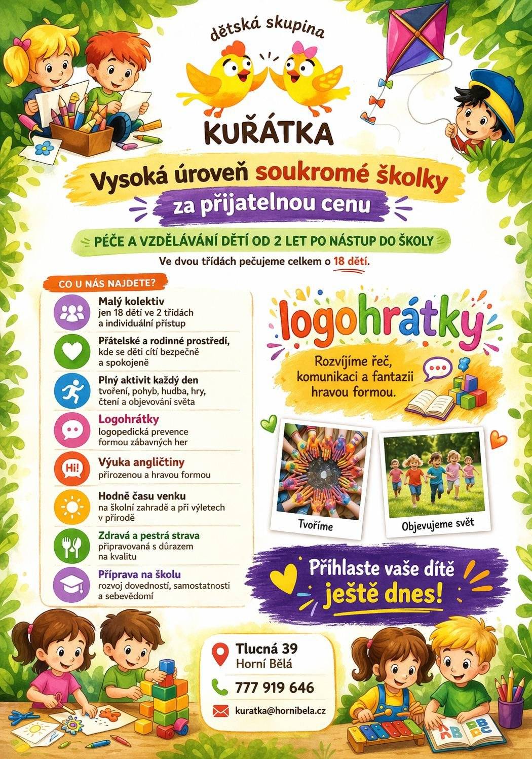 Plakát dětské skupiny v Tlucné