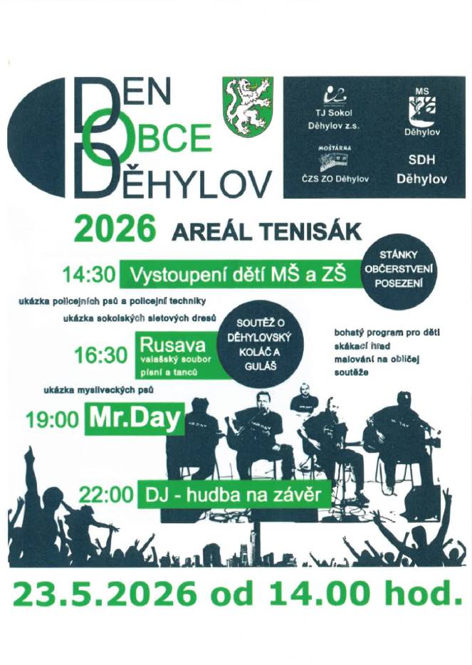 Obec Děhylov Vás zve na Den Obce dne 23.5.2026.