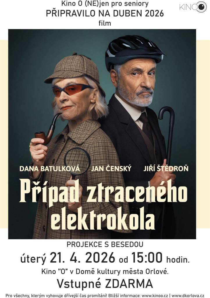 Kino O zve na zábavné a napínavé filmové představení s detektivní zápletkou, které vás nejen pobaví, ale i poučí. Čeká vás interaktivní projekce se živým moderovaným doprovodem, během níž se jako diváci podílíte na vývoji filmového příběhu a detektivní zápletka se přirozeně propojuje s tématy bezpečného chování v dopravě. Před...