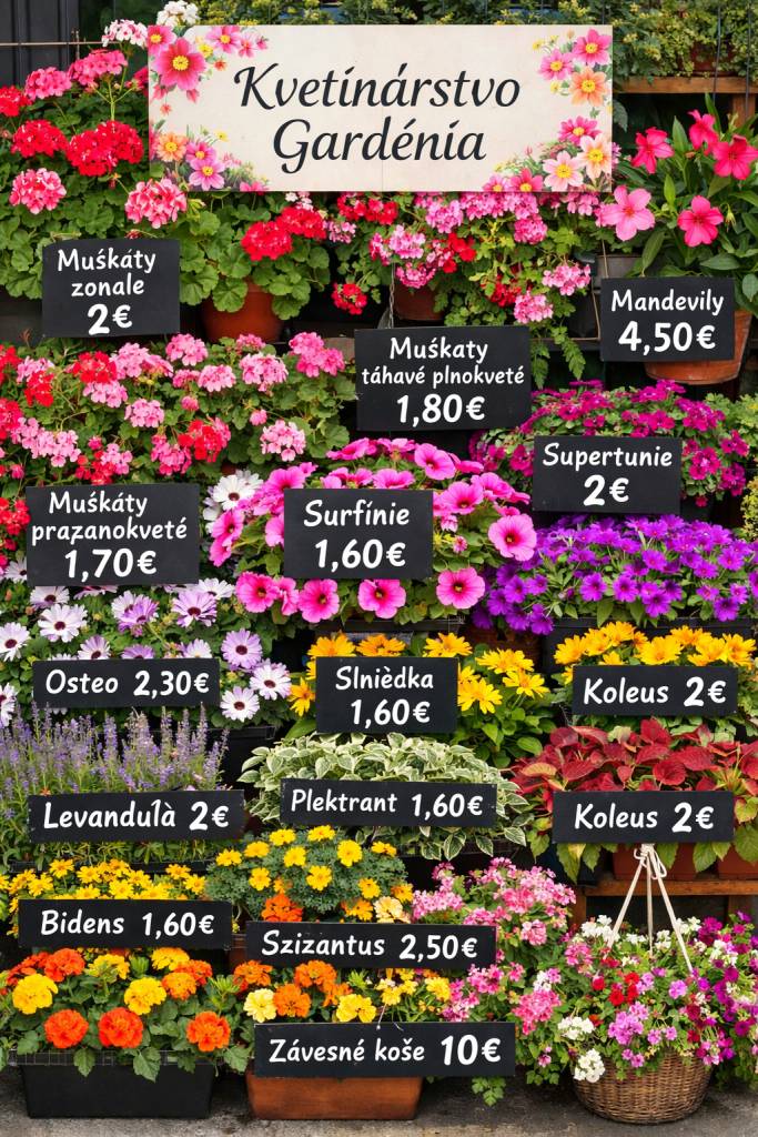 Ponúkajú vám široký sortiment letničiek za výhodné ceny. Zoznam nájdete nižšie.