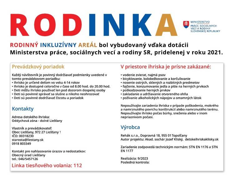 Poskytovateľ dotácie: Ministerstvo práce, sociálnych vecí a rodiny SR  Poskytnutá dotácia vo výške: 40 400 €