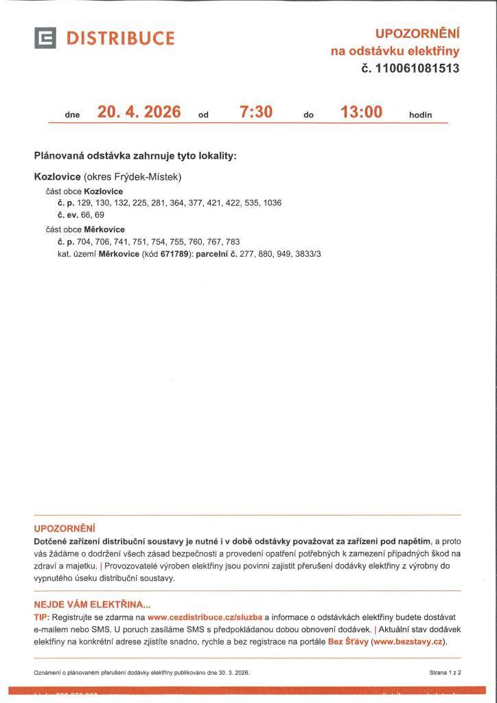 20. 4. 2026 v lokalitě Dvůr a Rybí