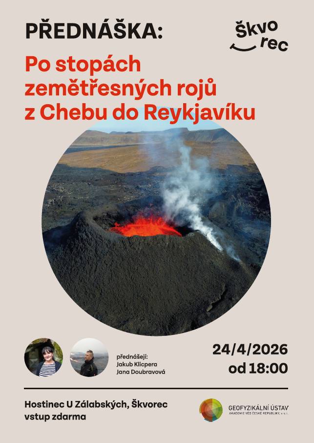 Přijďte v pátek, 24. dubna na přednášku o Islandu s podtitulem Po stopách zemětřesných rojů od Chebu do Reykjavíku. Přednášejí Jakub Klicpera a Jana Doubravová. Ace se koná v hostinci U Zálabských od 18:00. Vstup je zdarma.