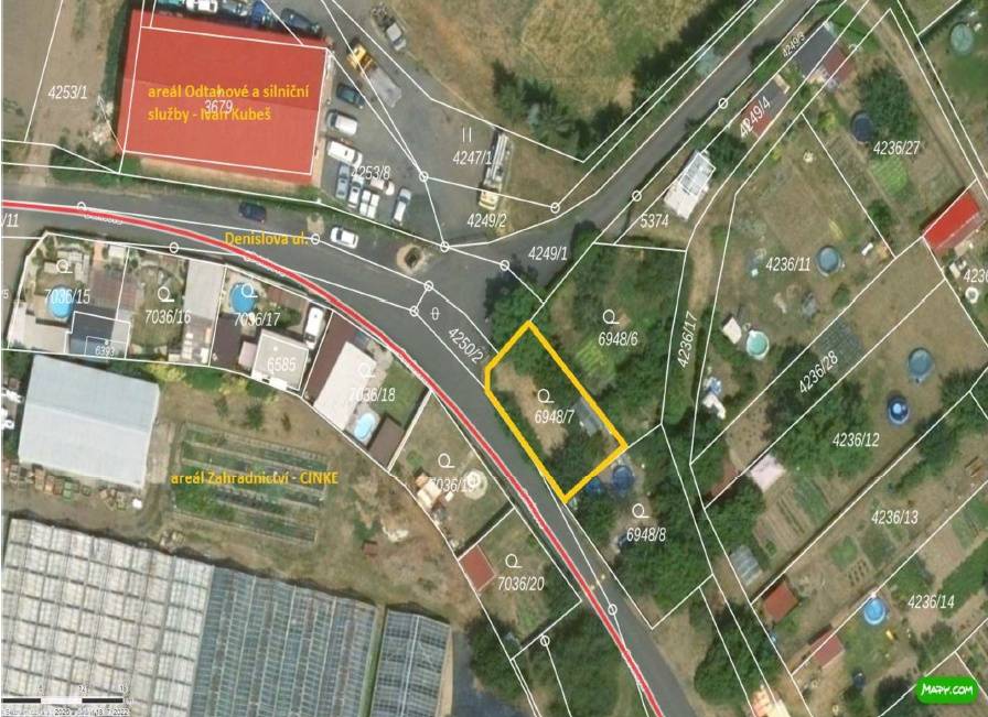 Město Žatec nabízí k propachtování pozemek parc. č. 6948/7 o výměře 220 m2, který lze využít jako zahradu.