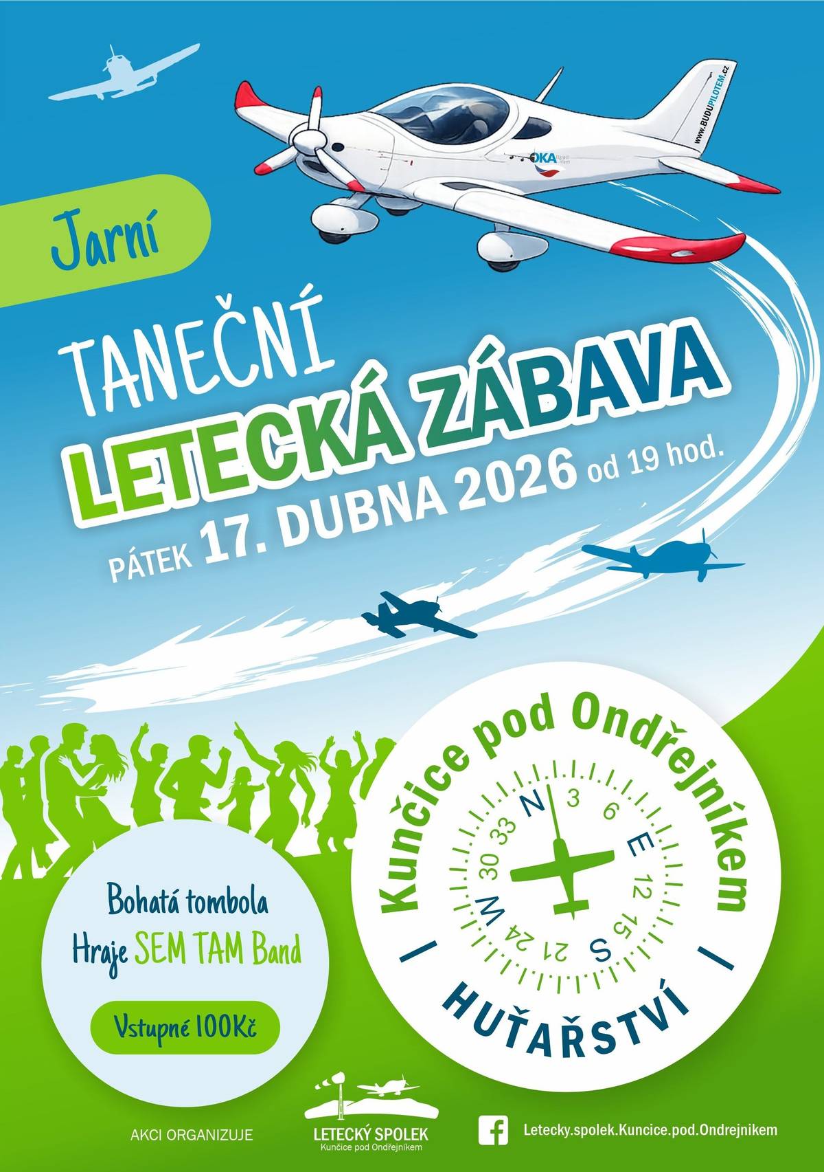 ️ V pátek 17. 4. od 19:00 h zve Letecký spolek Kunčice p/O všechny místní i přespolní na Huťařství na taneční zábavu s kapelou SEM TAM BAND z Náměště nad Oslavou www.skupinasemtam.cz Vstupné 100 Kč, jídlo a pití od Gabriella catering a chybět nebude ani bohatá tombola Doporučujeme rezervaci míst SMS nebo zprávou na WhatsApp na číslo 724164564. Všichni jste srdečně zvaní. Zveřejnila Kristýna Amálie Heczková