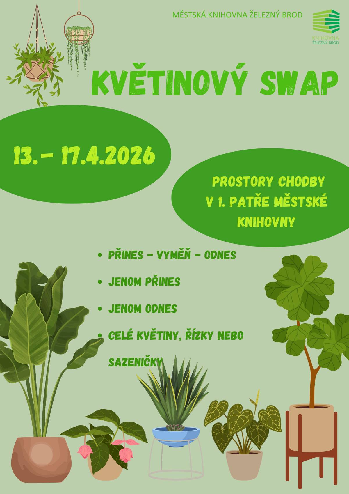 Ve dnech 13.-17. 4. probíhá v knihovně swap květin. Přineste, odneste a nechte růst.