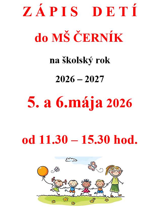 Zápis detí do MŠ Černík