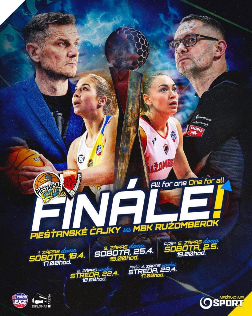 Prvý finálový duel o víťaza Tipos extraligy žien v basketbale v sezóne 2025/2026 sa nezadržateľne blíži. V sobotu o 17.00 h odštartujú súboje medzi Piešťanskými Čajkami a MBK Ružomberok.