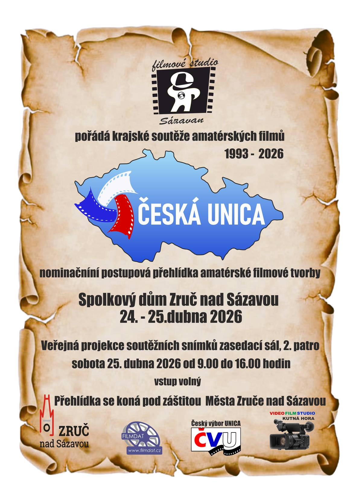 Veřejná projekce soutěžních snímků bude v 2. patře SD v sobotu od 9-16 hodin.