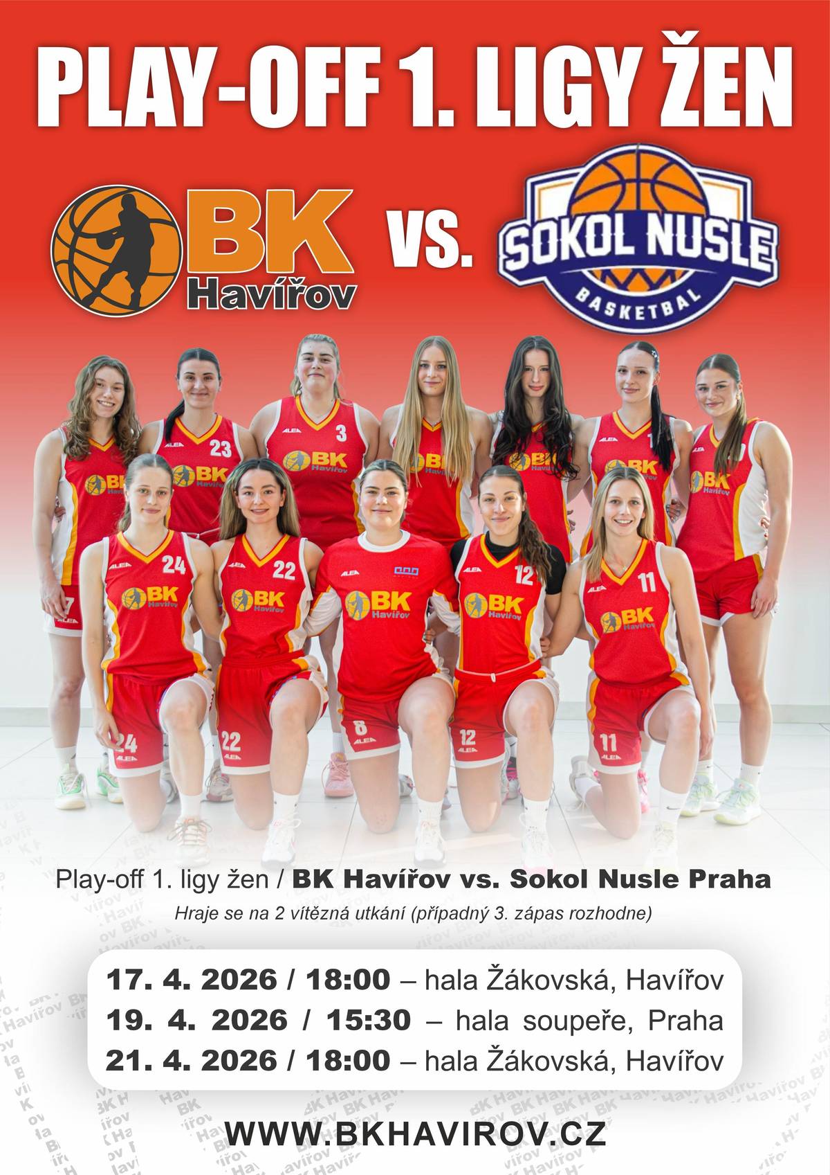 Přijďte podpořit havířovské hráčky basketbalu v důležitém utkání již tento pátek! Kdy: 17. 4. 2026 od 18:00 hodin Kde: Hala Žákovská, Havířov - Město Soupeř: Sokol Nusle Praha Čeká vás skvělá atmosféra a napínavý sportovní večer. Dorazte fandit!