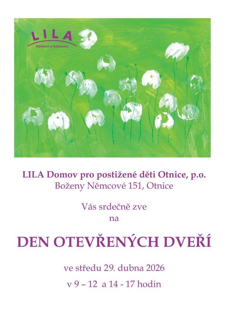 LILA Domov pro postižené děti Otnice vás zve na Den otevřených dveří.
