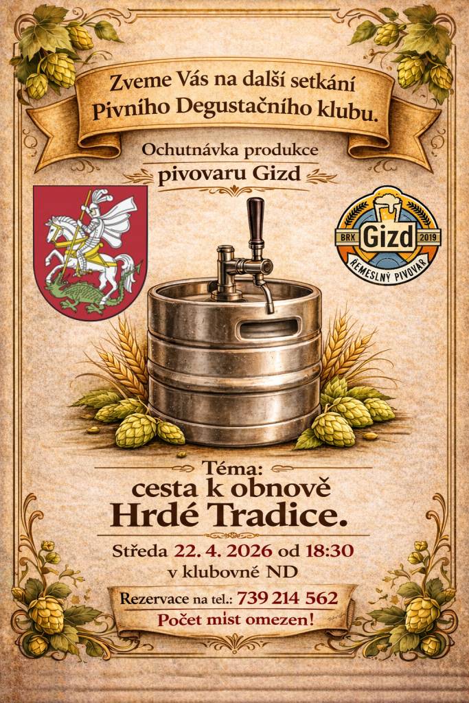 Zveme vás na degustaci našeho nového piva!  Přijďte ochutnat jedinečnou novinku, kterou jsme pro vás s radostí připravili. Čeká vás příjemná atmosféra, možnost poznat chuťové tóny nového piva a setkat se s přáteli.  Pozor: nutná rezervace předem.